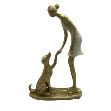Imagem de Escultura Mulher E Cachorro Um Laço De Amor E Lealdade - Full Design D