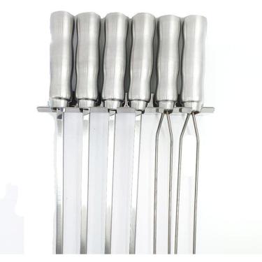 Imagem de Espetos Churrasco Inox 34cm - Presente Dia dos Pais