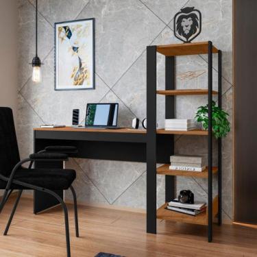 Imagem de Mesa Escrivaninha Modelo Artemis com 5 Prateleiras em MDF Cor:Branco -