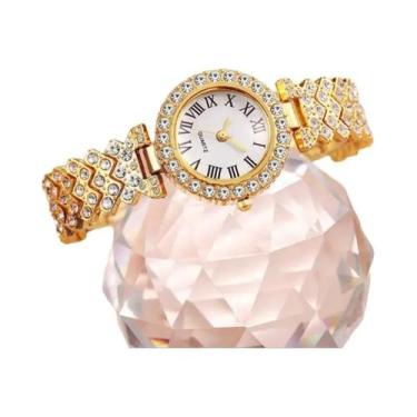 Imagem de Relógio De Luxo Feminino Com Quartzo, Mostrador Roma Com Strass, Moda 