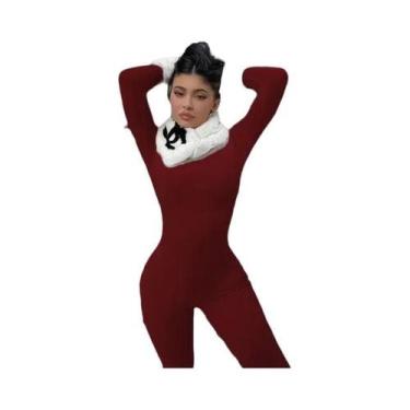 Imagem de Macacão Feminino Sexy De Manga Longa Justo Ao Corpo Estilo Streetwear 