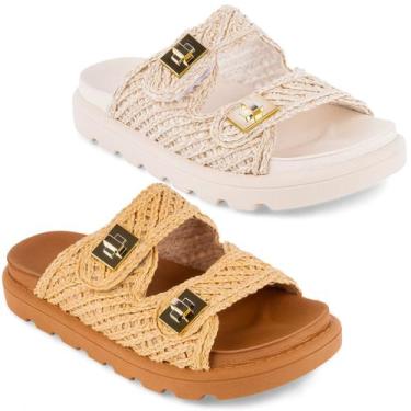 Imagem de Sandália Papete Vizzano Feminina Palha Original 6510119, Off white, 39