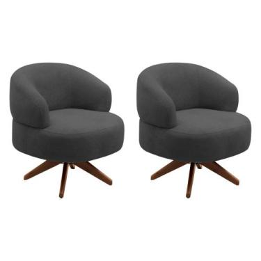 Imagem de Kit 02 Poltronas Decorativas Orgânicas Living Have Base Giratória Bouc