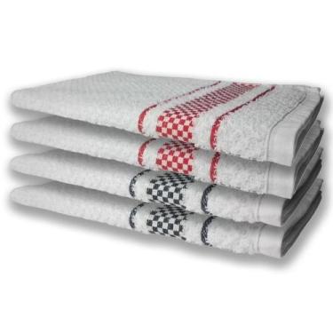 Imagem de 4 Panos De Prato Atoalhado Felpudo Preto+vermelho - TOALHAS SHOW
