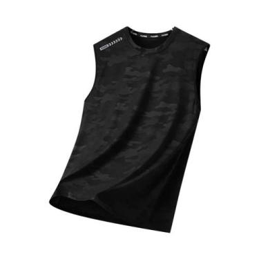 Imagem de Camiseta Regata Masculina De Verão Em Seda Gelada Camuflada De Secagem