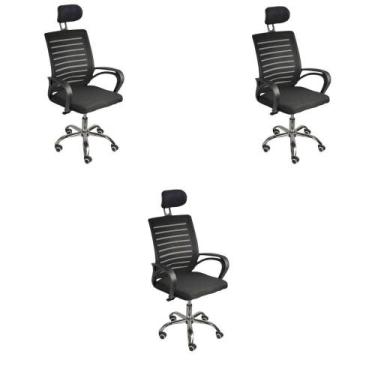 Imagem de Kit 3 Cadeiras De Escritório Oficial Secretária Roma Apoio - Oficial W