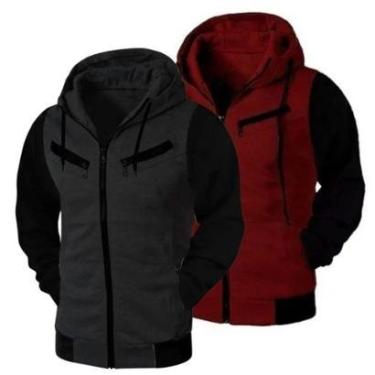 Imagem de kit 2 Jaqueta Hyve De Moletom Com Ziper Bolso Canguru Blusa Lisa Masculino-Masculino