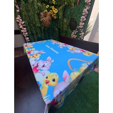 Imagem de Toalha De Mesa Para Pascoa, Toalha De Mesa 4 Lugares Azul - Fantasia B