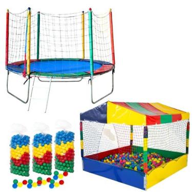 Imagem de Cama Elástica Pula Pula 2,30m Nacional Piscina de Bolinhas Quadrada 1,