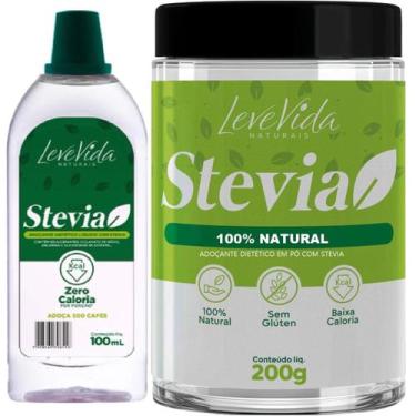 Imagem de Kit Adoçante Stevia Natural Líquido 100ml e pó 150gr zero amargor - Ab