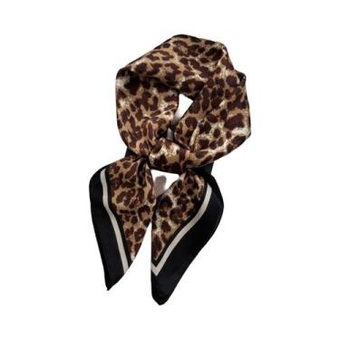 Imagem de Lenço Quadrado De Seda Imitada Com Estampa De Leopardo Para Mulheres, 