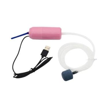 Imagem de Bomba De Ar USB Para Aquário Com Pedra Difusora E Tubo De Silicone Par