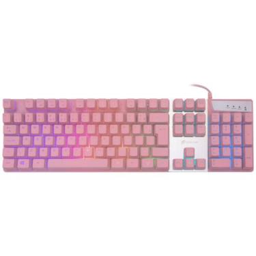 Imagem de Teclado Gamer Prismatic Membrana Rainbow OEX Game TC205 Rosa, Rosa