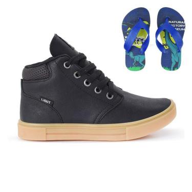 Imagem de Tenis Botinha Infantil Meninos Casual Cano Alto Confortavel + Chinelo-Masculino