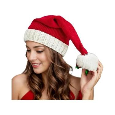 Imagem de Gorro De Natal Macio De Tricô Para Adultos E Crianças Com Pompom, Chap