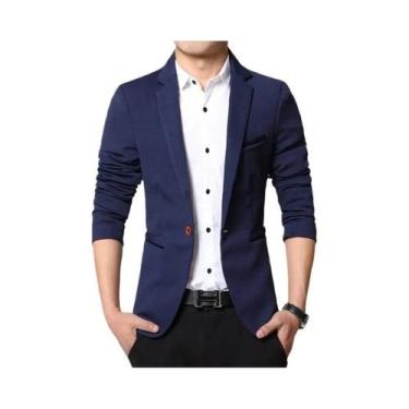 Imagem de Blazer Slim Fit Masculino plus Size, Jaqueta De Terno Em Preto, Azul E
