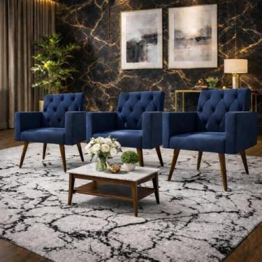 Imagem de Design Exclusivo Na Sala De Espera: Kit 3 Poltronas Capitonê - Móveis 