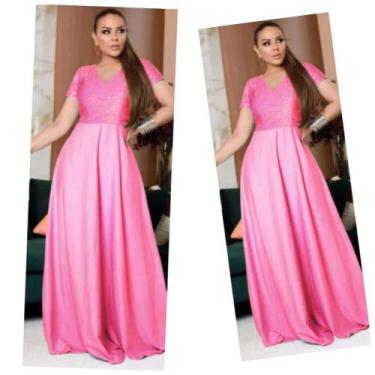 Imagem de Vestido longo de festa/madrinha/casamento - Menina mulher, Rosa chicle