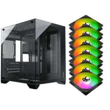 Imagem de Gabinete Gamer Aquario Clarity Preto vidro + 7 Fans LED RGB - OEM