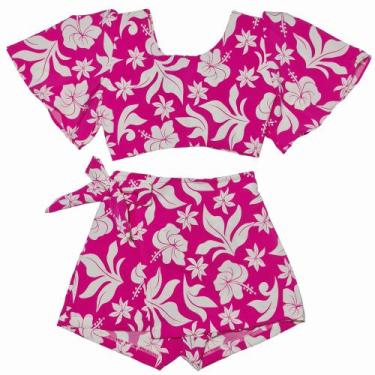 Imagem de Conjunto Short Saia Cropped Amarração Roupa Infantil Menina - 2L Kids,