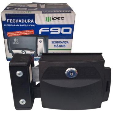 Imagem de Fechadura Elétrica Portão Social 12V F90 Abertura Dentro Ipec