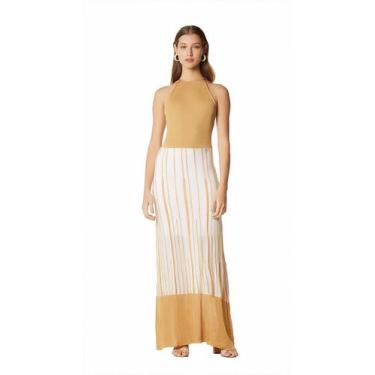 Imagem de Vestido Zinco Midi Frente Unica Tricô Dourado
