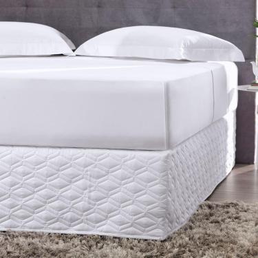 Imagem de Saia Box para Cama King Easy Fit 100% Poliéster 1 Peça Branco 193x203x35cm Altenburg