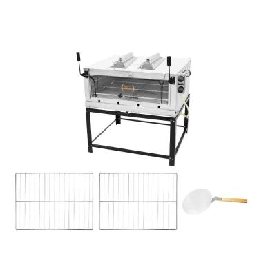 Imagem de Forno a Gás Industrial Venâncio Roma Firiv110 em Aço Inox 2,65L com 2 Grades Extras e Pá para Pizza Inox