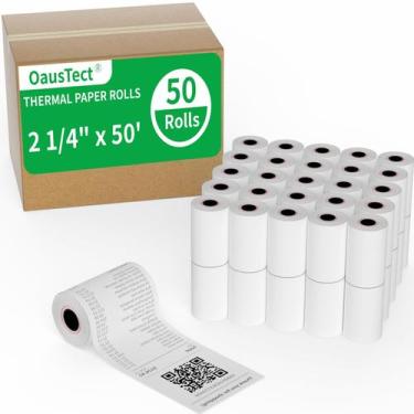 Imagem de Bobinas de papel térmico OausTect 57 mm x 15,3 m, pacote com 50