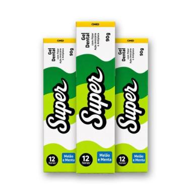 Imagem de Kit 3 Gel Dental Cimed Super Melão Menta Anticárie 90g