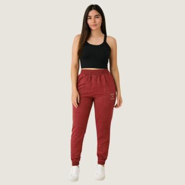 Imagem de Calça Jogger Feminina em Moletinho Estilo do Corpo, M, Vermelho