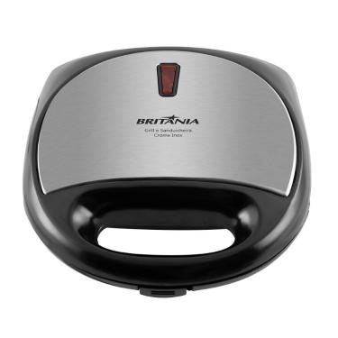 Imagem de Grill Britânia Crome Inox Chapas Onduladas Antiaderentes Potência 750W Inox 110V