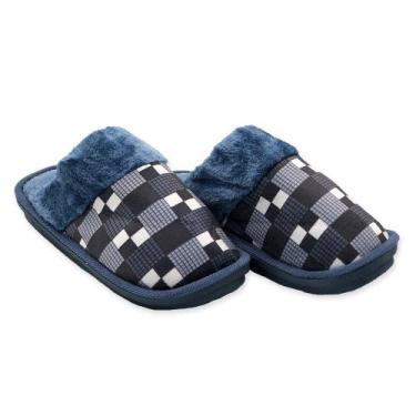Imagem de Pantufa Masculina Xadrez Azul 40/41 - Red Star
