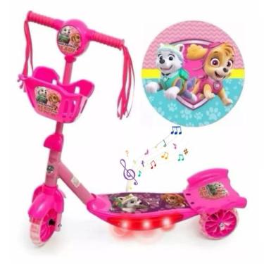 Imagem de Patinete 3 Rodas Patrulha Menina Menino Musica C/Cesta + Luz  - chicvi