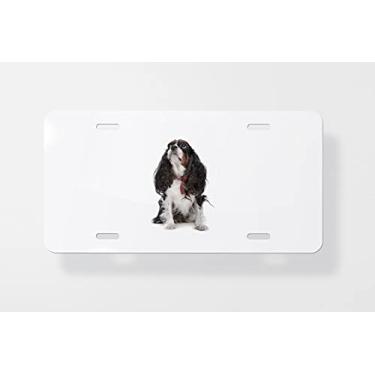 Imagem de Capa para placa de carro Cavalier King Charles Spaniel sentado – Capa para placa de carro – Capa para placa de carro 15 x 30 cm