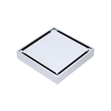 Imagem de Cobre lat?o quadrado banheiro chuveiro piso ralo ladrilho filtro de ¨¢gua invis¨ªvel preto ouro cromo n¨ªquel escovado, cromo