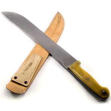 Imagem de Facas Gaúcha, 3014LC, Faca Facão Mateiro 14'' 1070 com Bainha de Couro, Cor Metal, Aço