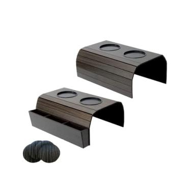 Imagem de Bandeja Esteira Porta Copos Braço de Sofá Kit com 01 porta controle e 01 simples (TABACO)