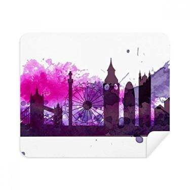 Imagem de Pano de limpeza de tela UK England London roxo aquarela 2 peças tecido de camurça