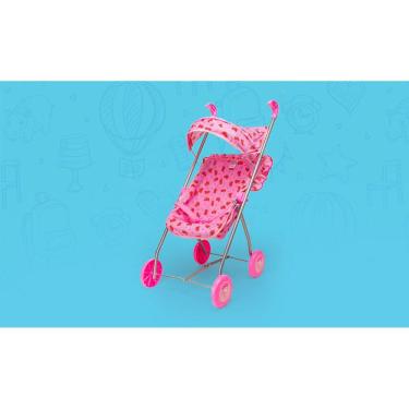 Imagem de Carrinho de Boneca com Capota Semi Luxo II - Rosa
