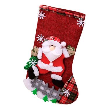 Imagem de Bota Meia Natalina Decoração Papai Noel Em Feltro 30cm