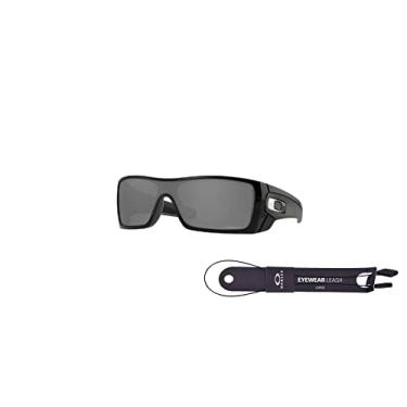 Imagem de Batwolf OO9101 910157 27MM Black Ink / Prizm Black Rectangle Sunglasses for Men + BUNDLE with Accessory Leash Kit
