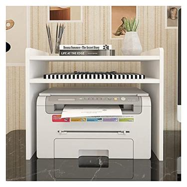 Imagem de Suporte de impressora, prateleira de mesa de 2 camadas para casa e escritório com prateleira de armazenamento, suporte de impressora de mesa de mesa, organização de escritório para máquina de fax, scanner, arquivos, suporte de impressora para mesa
