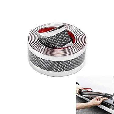 Imagem de BoYeeBo Protetor de guardas de entrada de porta de carro de fibra de carbono universal, adesivo de peitoril de porta de carro para guardas de entrada de porta de caminhão SUV (prata, 3×250cm/1,2×98,4polegadas)