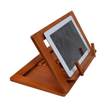 Imagem de Rack de leitura de madeira estante de leitura clipe de livro rack de leitura notebook suporte de tablet receita rack de ipad canto rack de madeira rack de receitas