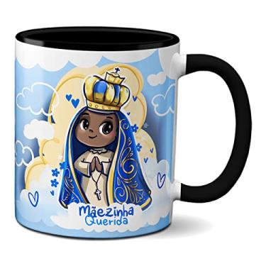Imagem de Caneca Fofa Nossa Senhora Aparecida Rogai Por Nós Padroeira (Preta)