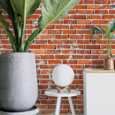 Imagem de Papel De Parede Tijolinho Marrom E Vermelho Quarto E Sala 3m