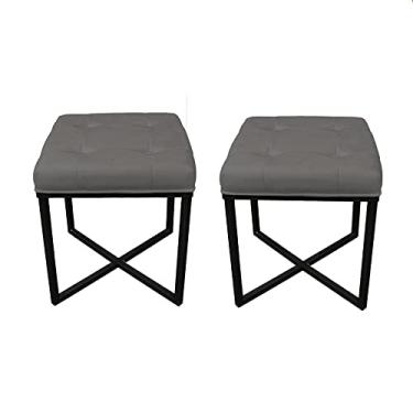 Imagem de 2 Puff Decorativo Londres Base Preto Assento - Folk Móveis