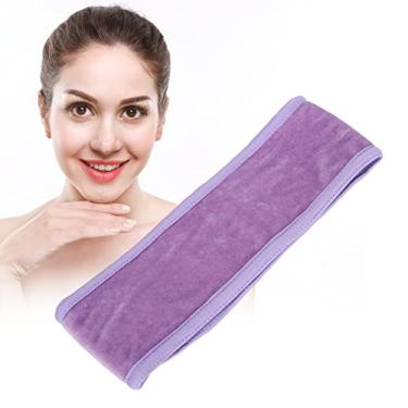 Imagem de Faixa de cabelo cosmética, faixa de proteção de cabelo, faixa de cabelo para maquiagem, faixa de cabelo ajustável para maquiagem de banho de chuveiro faixa de cabeça esportiva de pano facial SPA (violeta)