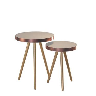 Imagem de Conjunto de Mesas Laterais Malaga Pés Castanho - Salaone